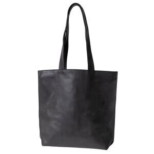 Handmade Leather Tote Bag NEW Black 2 Shoulder Handles Zipper Closure Pocket